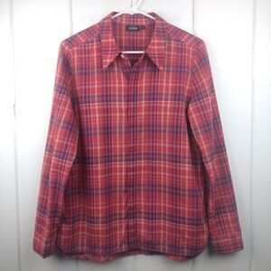 Kate Spade Plaid Button Down "Saturday" Red Cotton, Size - 6‎